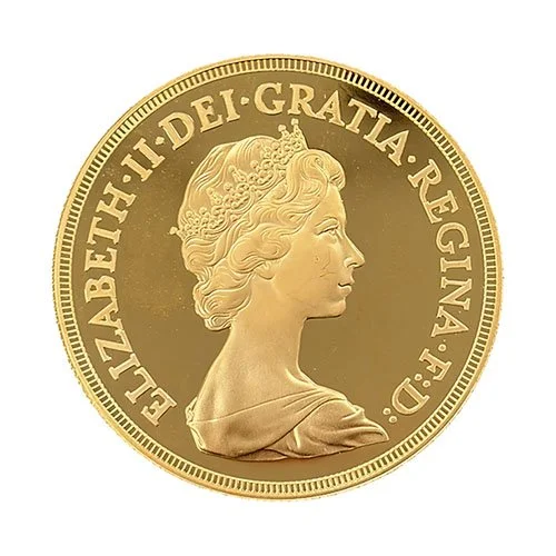 British 5 Sovereign — Obverse