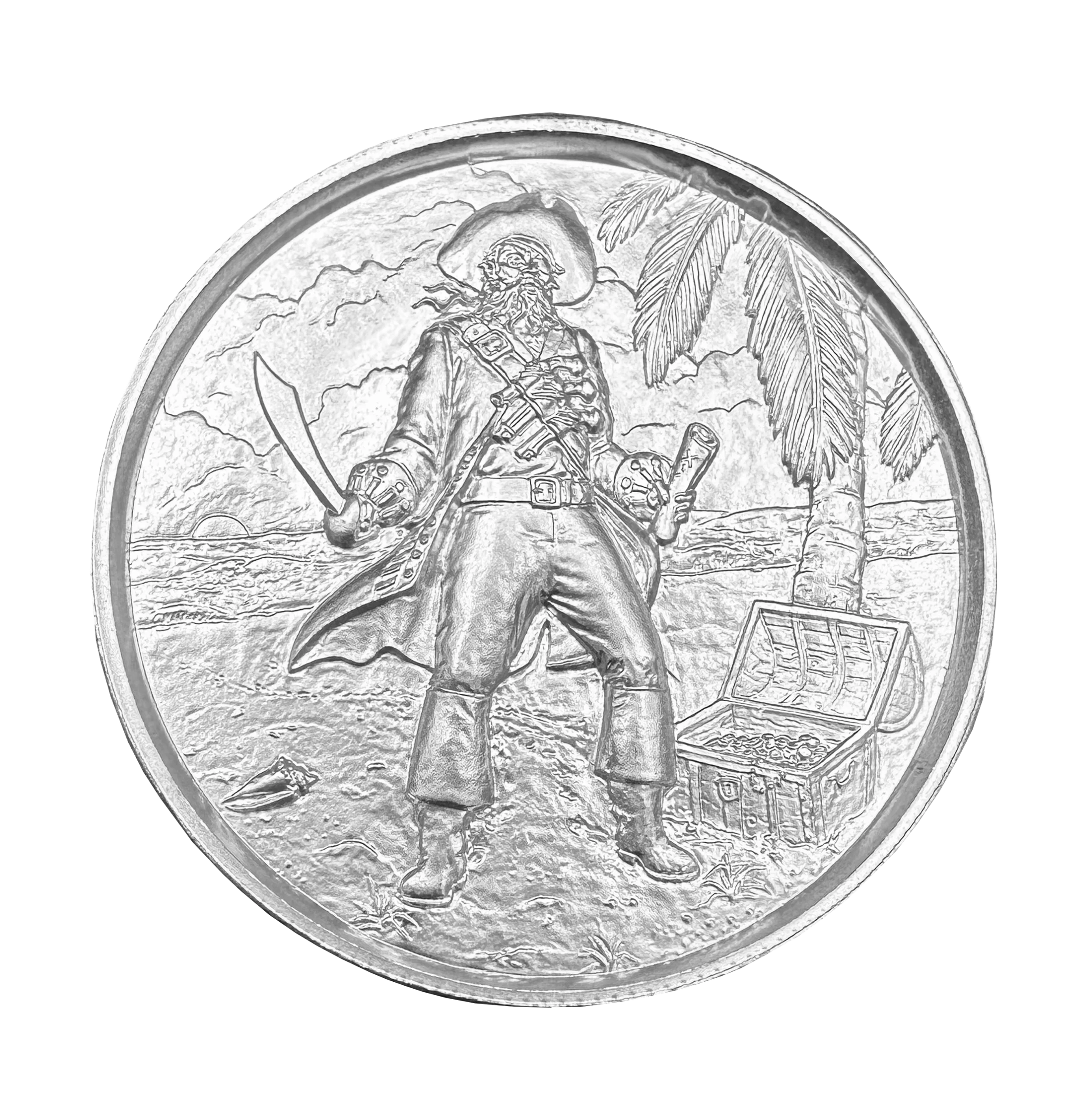 The Captain | 2oz Elemetal UHR Silver Round — Obverse