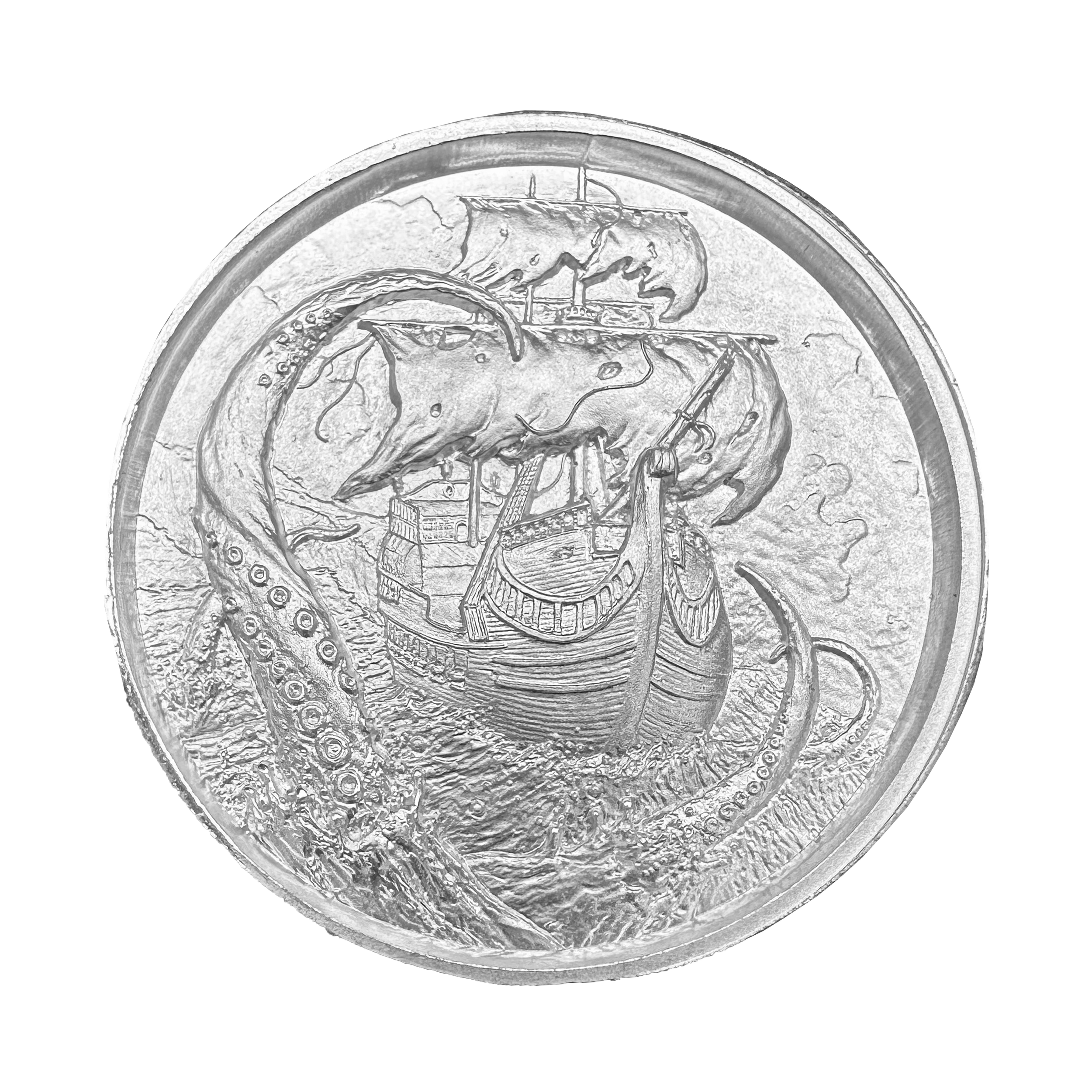 The Kraken | 2oz Elemetal UHR Silver Round — Obverse