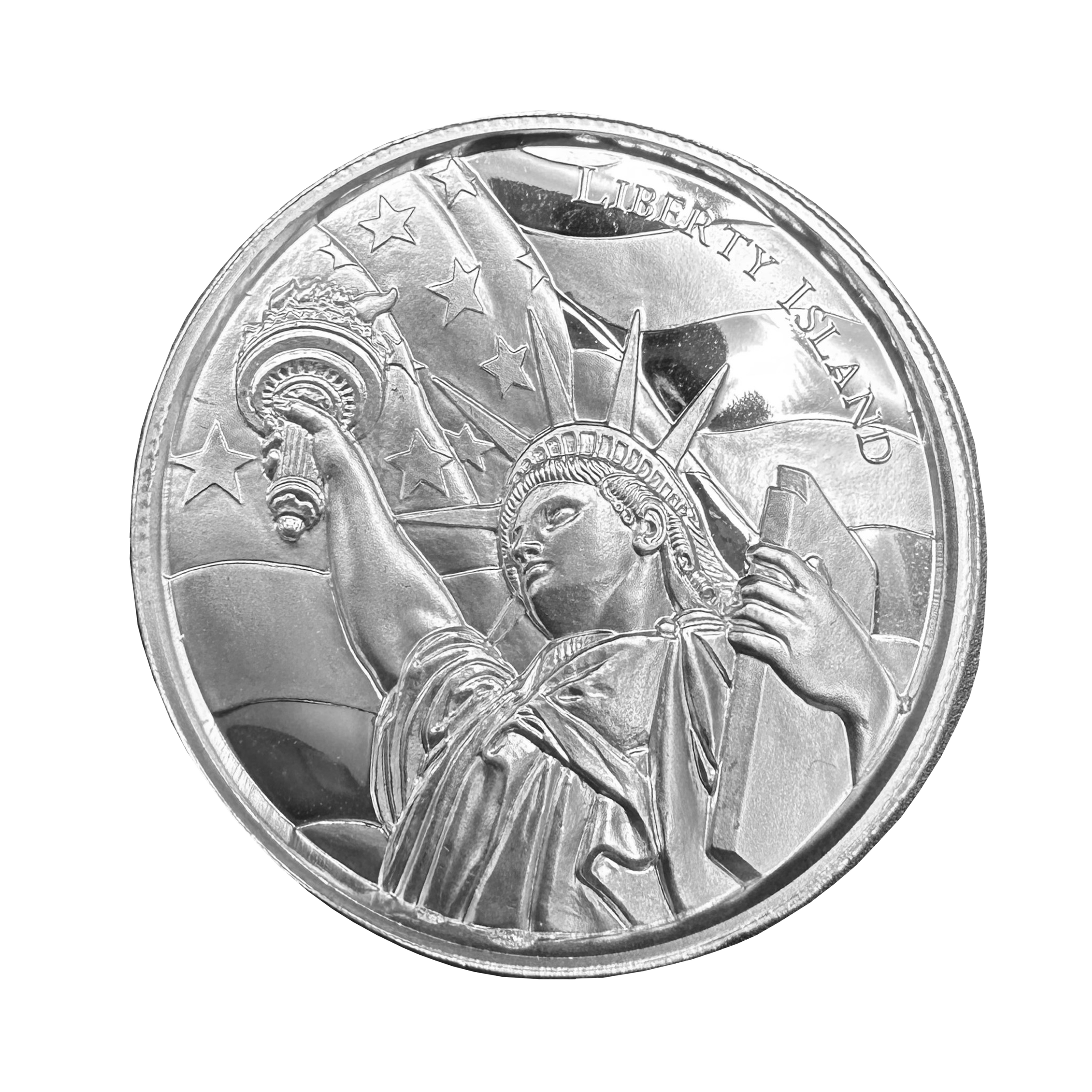 Liberty Island | 2oz Elemetal UHR Silver Round — Obverse