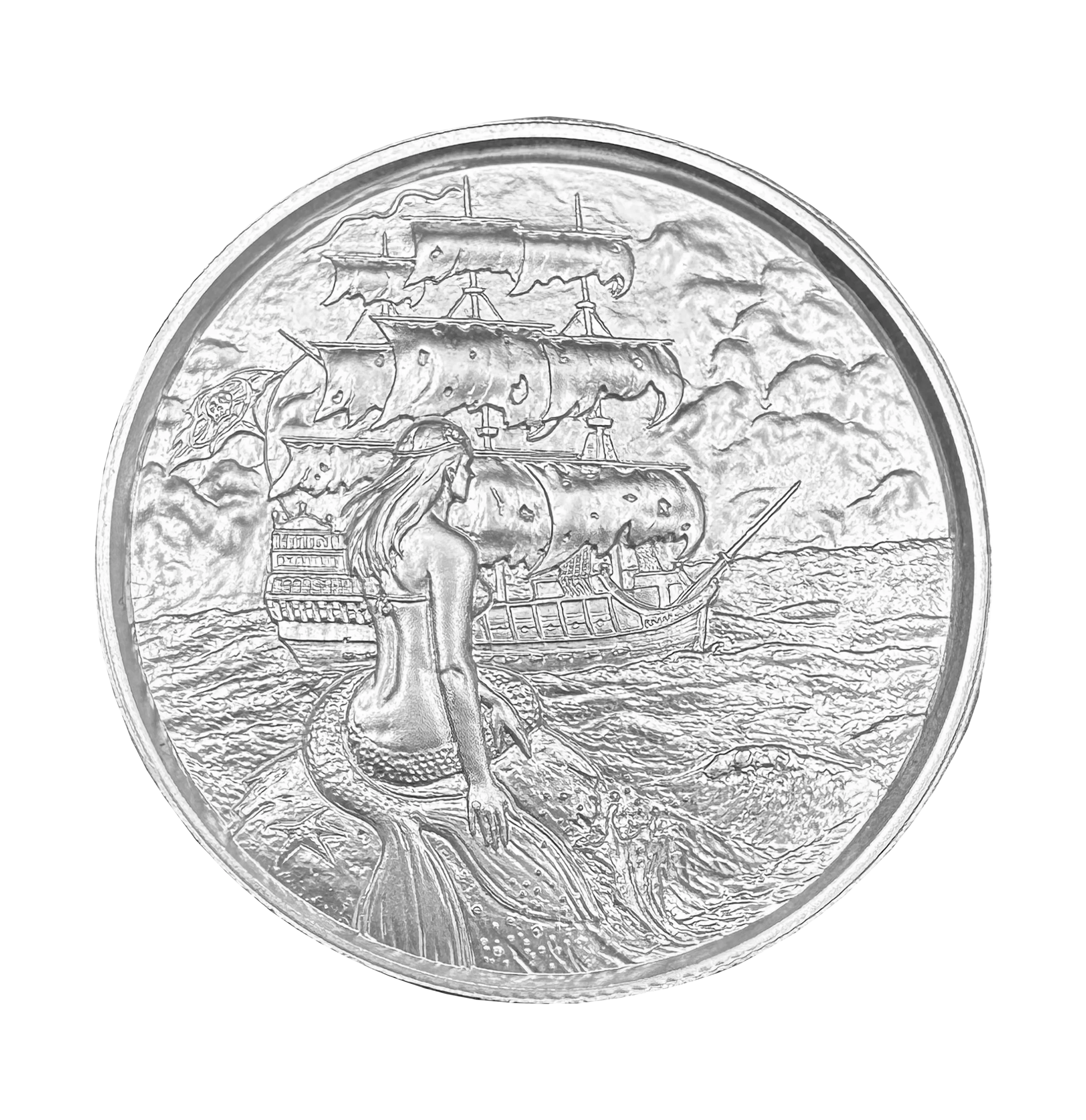 The Siren | 2oz Elemetal UHR Silver Round — Obverse