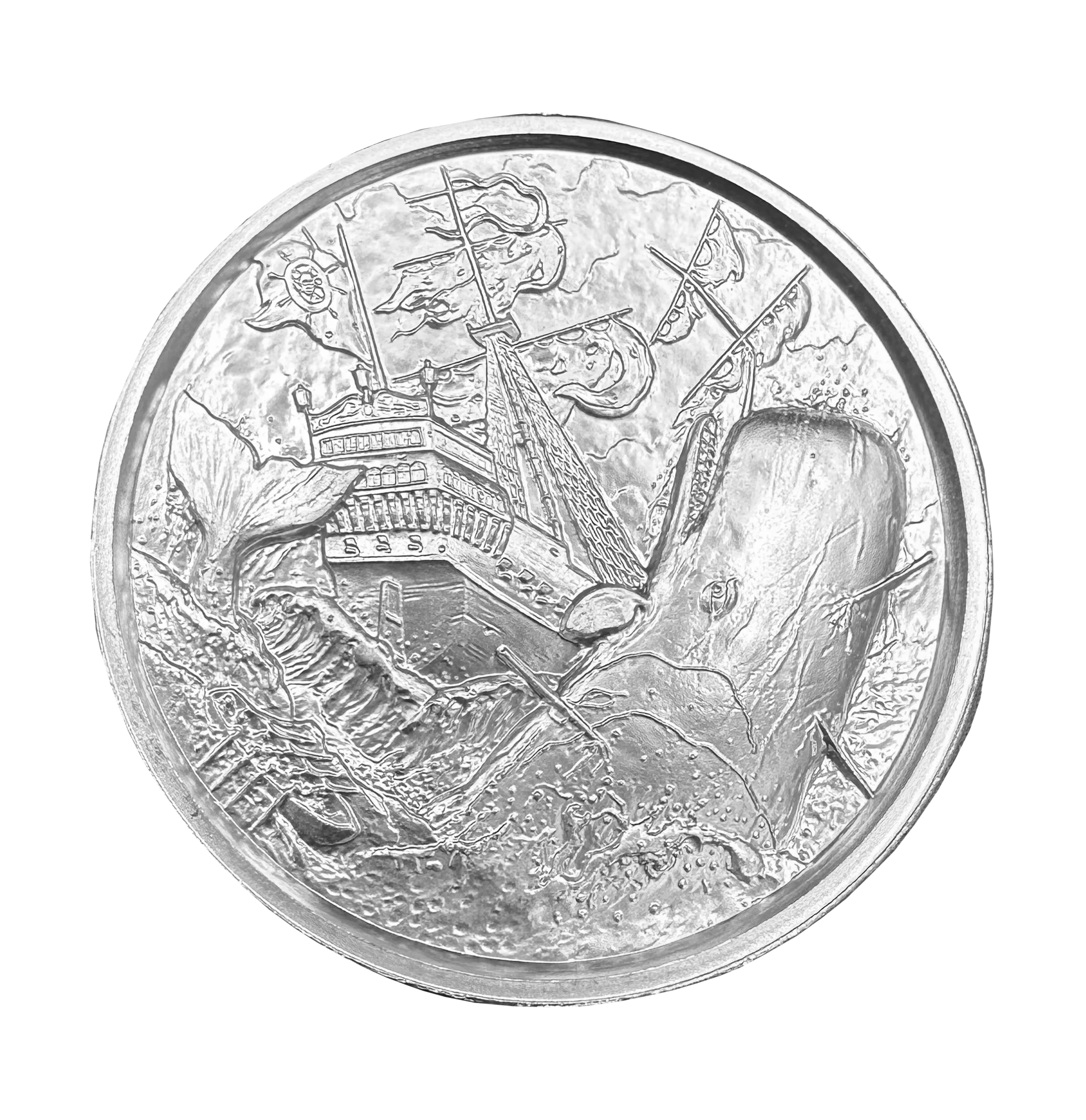 The White Whale | 2oz Elemetal UHR Silver Round — Obverse
