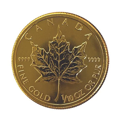 1/10 oz Canadian Gold Maple Leaf — Reverse