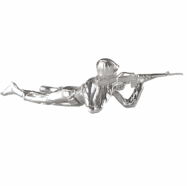 Prone Rifleman Silver Soldier — Front